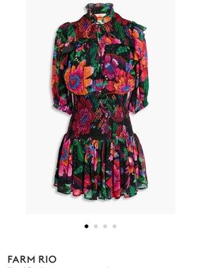farm rio rainbow macaw mini dress Farm Rio Women's Rainbow Macaws Long Sleeve Minidress Pink Size Small